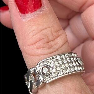 Stainless steel thumb Crystal Ring size 7.5